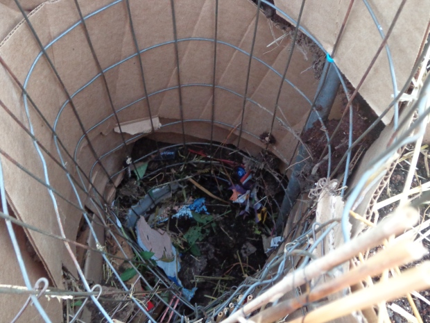 The "basket" - approx. 1' diameter composting/watering tube
